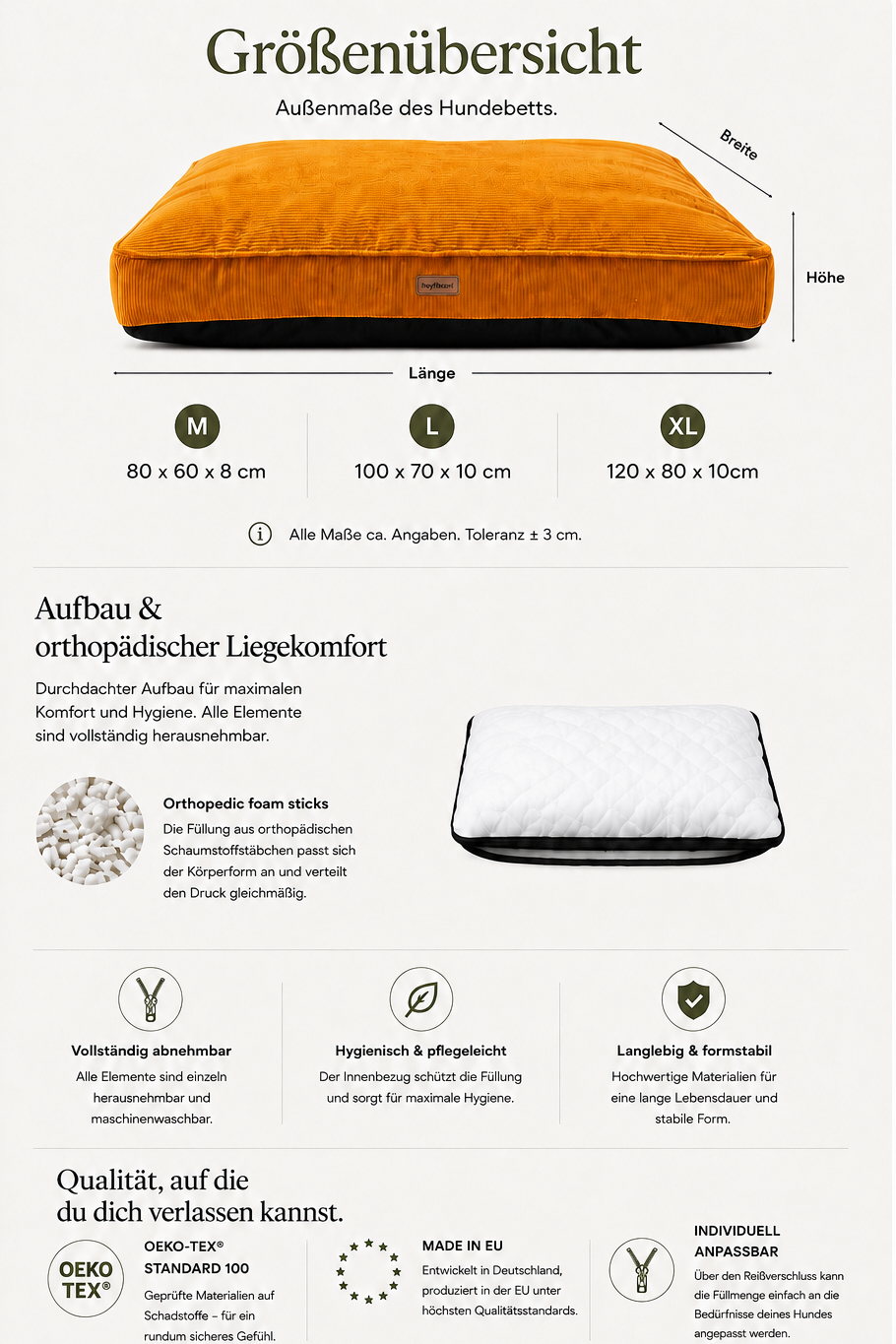 Orthopädische Hundematratze aus Cord